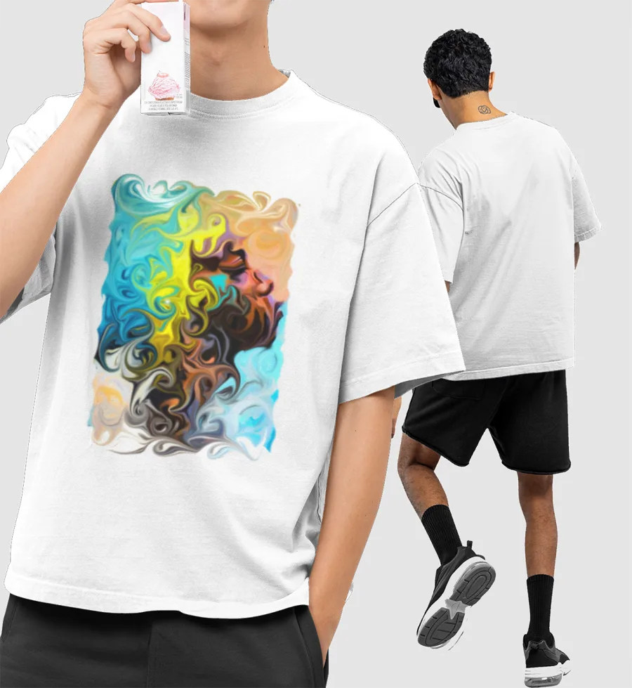 Modern Art Front-Printed Oversized T-Shirt