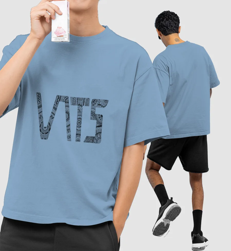 VATS Mandala Fill Logo Front-Printed Oversized T-Shirt