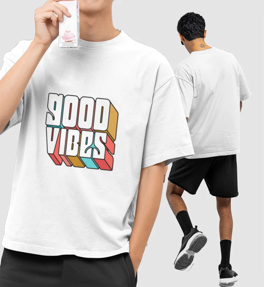 Positive mind lettering style  Front-Printed Oversized T-Shirt