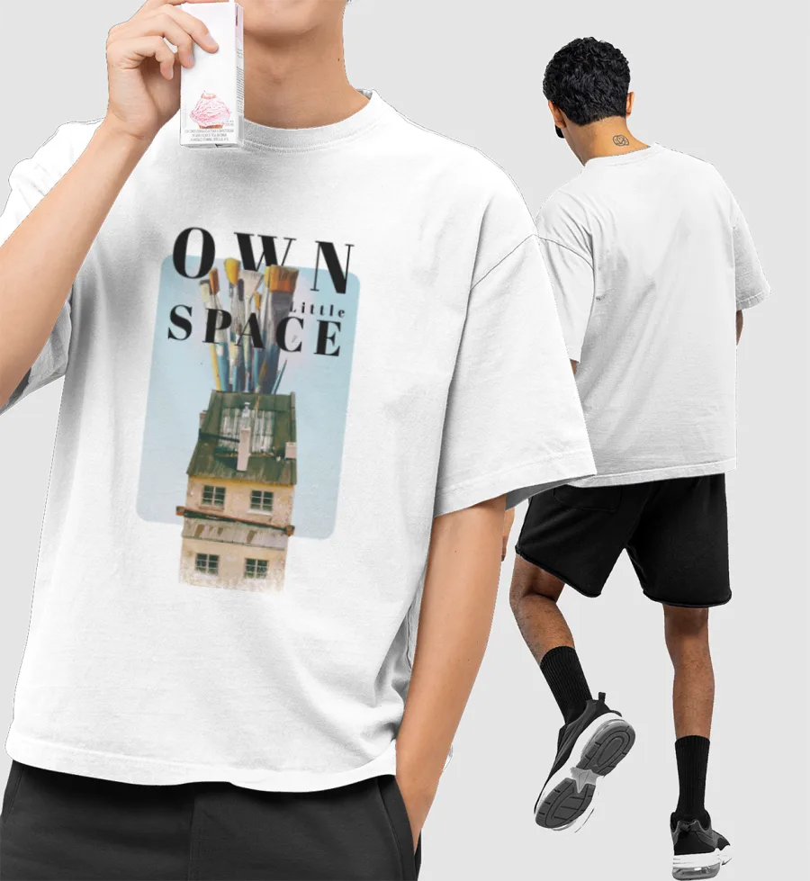 space  Front-Printed Oversized T-Shirt