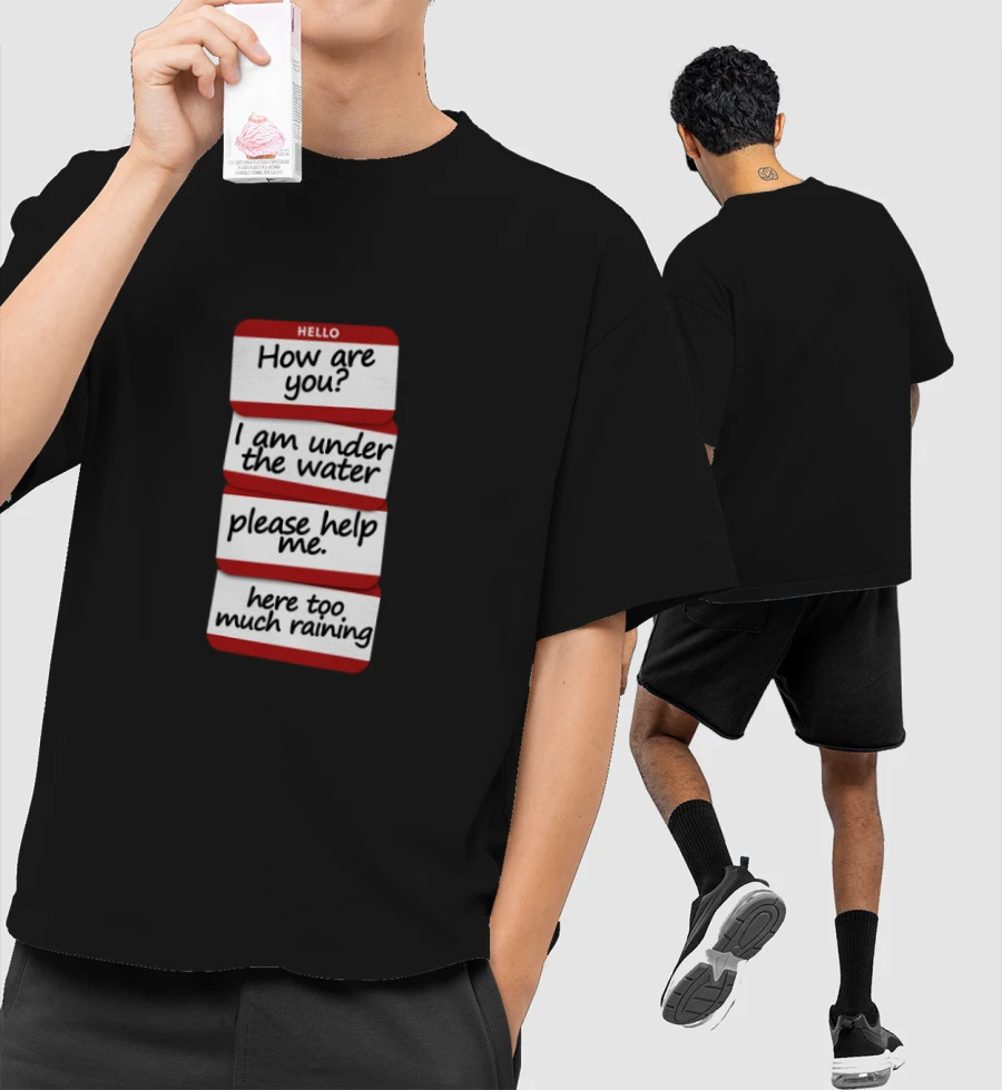 Under the water meme Front-Printed Oversized T-Shirt