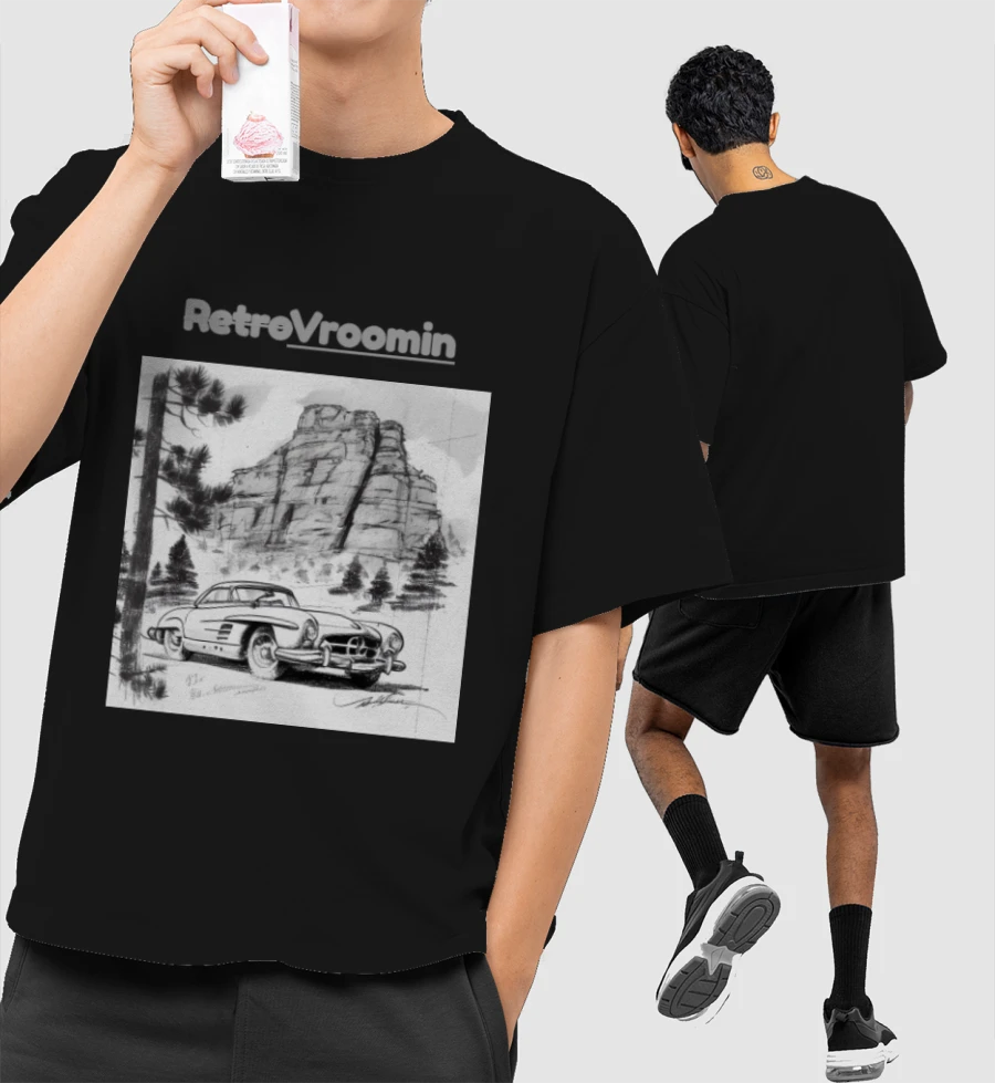 Mercedes 300sl Roadster Retro  Front-Printed Oversized T-Shirt