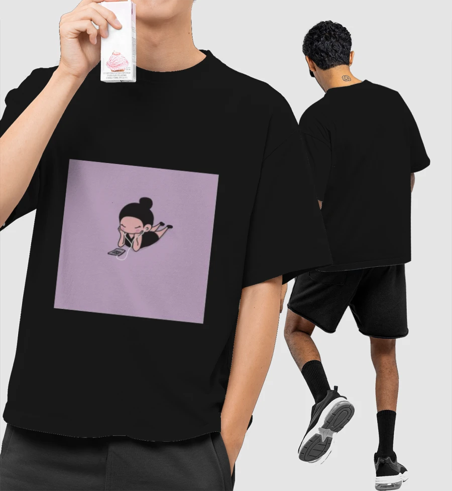 music mood Front-Printed Oversized T-Shirt