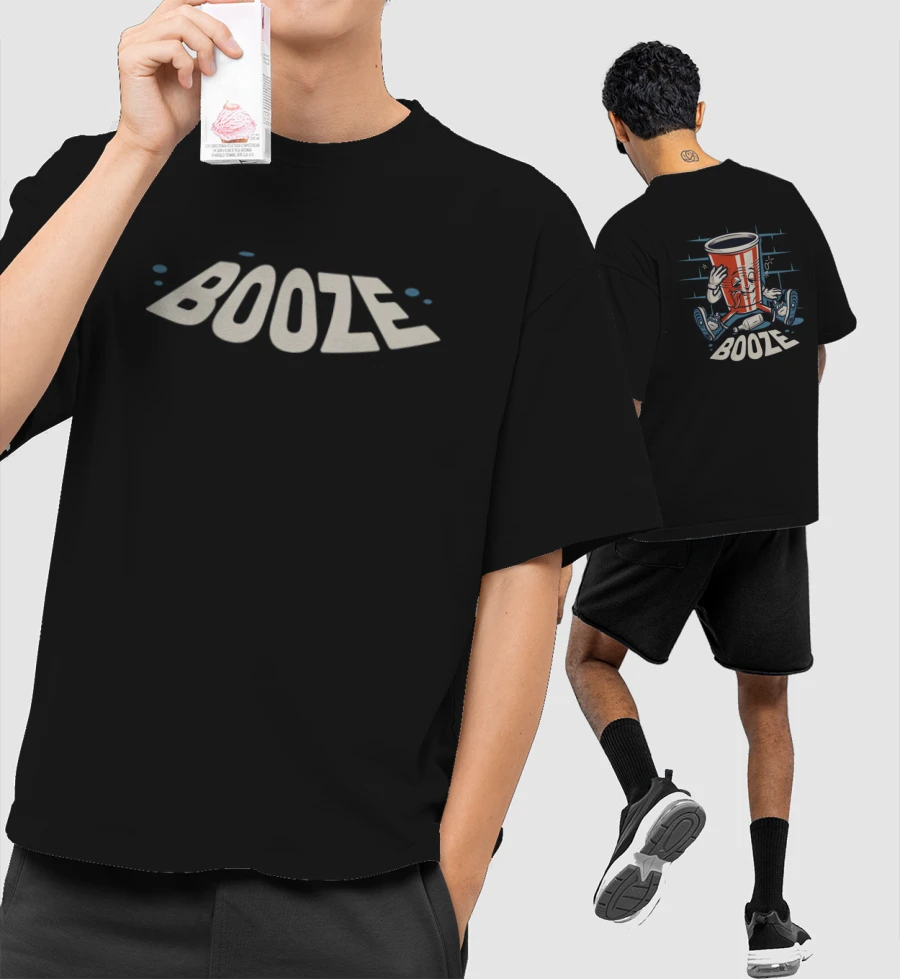 Booze - Graphic Tee Oversized T-Shirt (Front & Back Print)