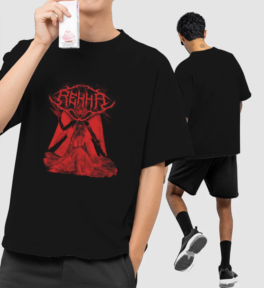 Heavy Metal Rekha Front-Printed Oversized T-Shirt