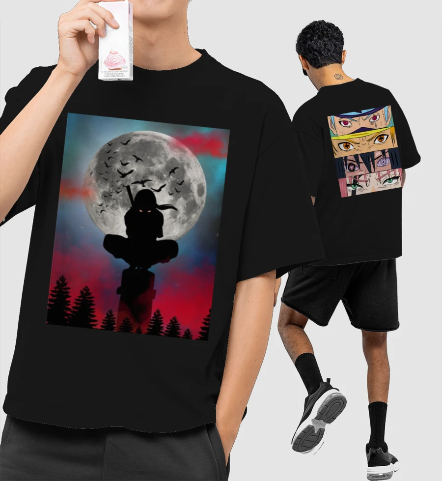 Itachi uchiha senya Oversized T-Shirt (Front & Back Print)