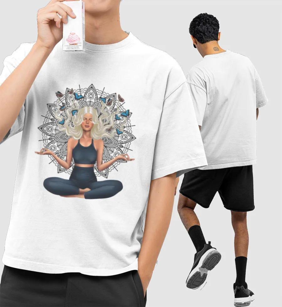 SPIRITUAL PRINT Front-Printed Oversized T-Shirt