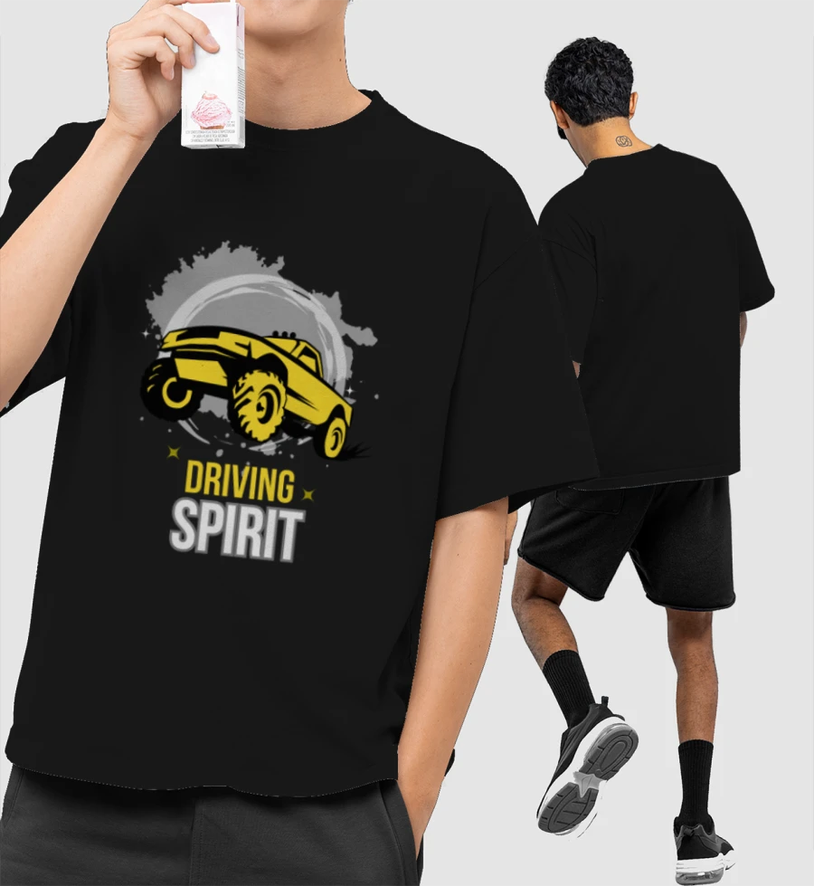 Driving spirit car illustrated Front-Printed Oversized T-Shirt