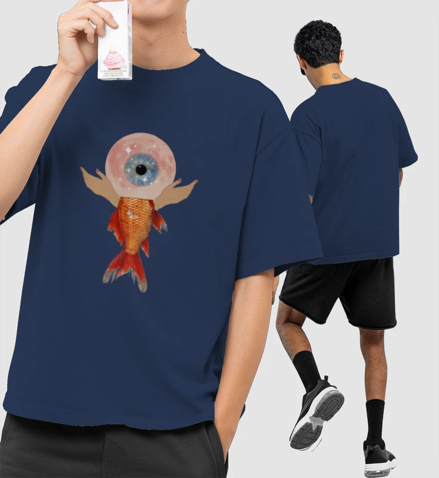 Ethereal Eye: Surrealistic  Front-Printed Oversized T-Shirt