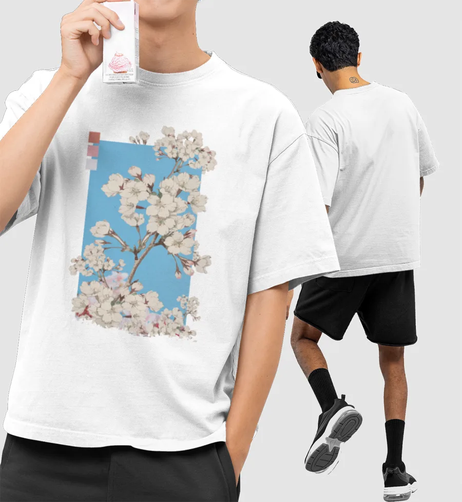 flowers  Front-Printed Oversized T-Shirt