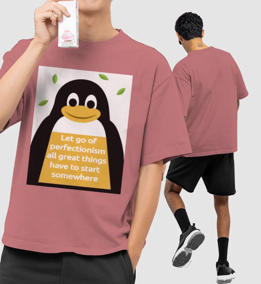 Penguin quotes Front-Printed Oversized T-Shirt