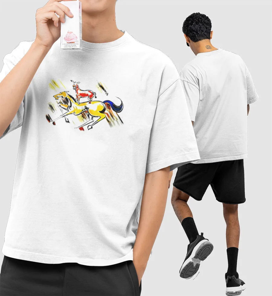 MAJNU BHAI PAINTING Front-Printed Oversized T-Shirt