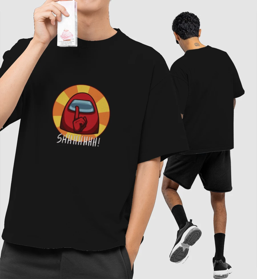 SHHH!- among us Front-Printed Oversized T-Shirt