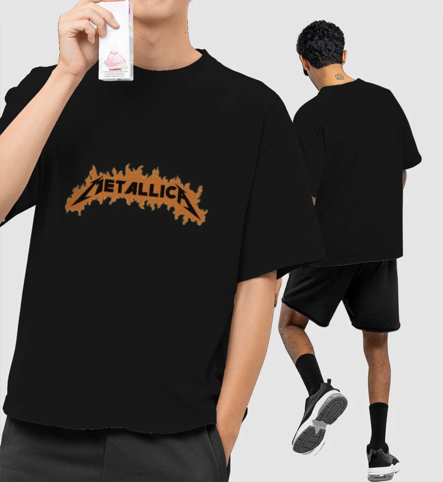 Metallica - retro print Front-Printed Oversized T-Shirt