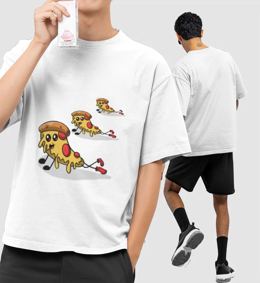 cheesy-pizza Front-Printed Oversized T-Shirt