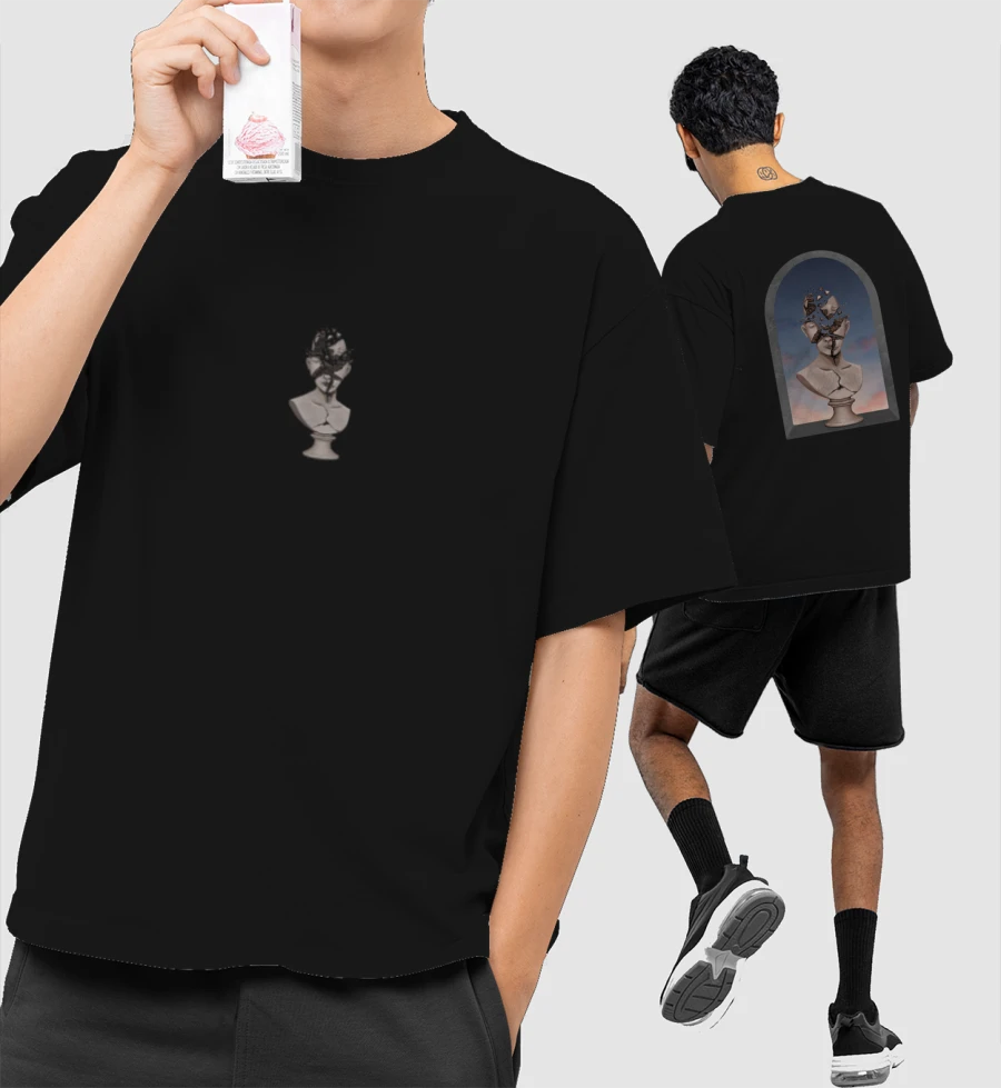 Broken Sculpture -front & back Oversized T-Shirt (Front & Back Print)