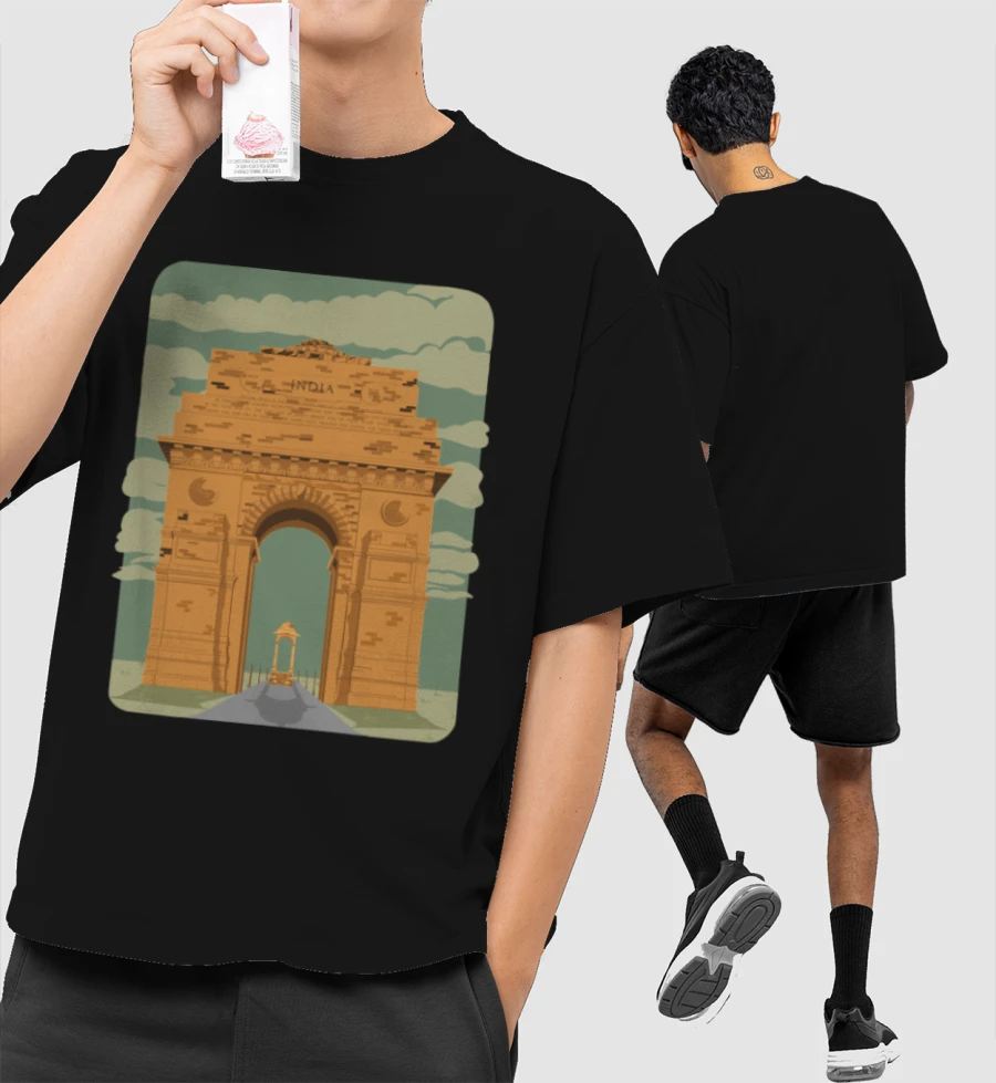 Yeh Dilli hai mere yaar! Front-Printed Oversized T-Shirt