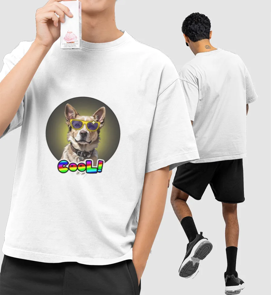 Cool Doggy  Front-Printed Oversized T-Shirt