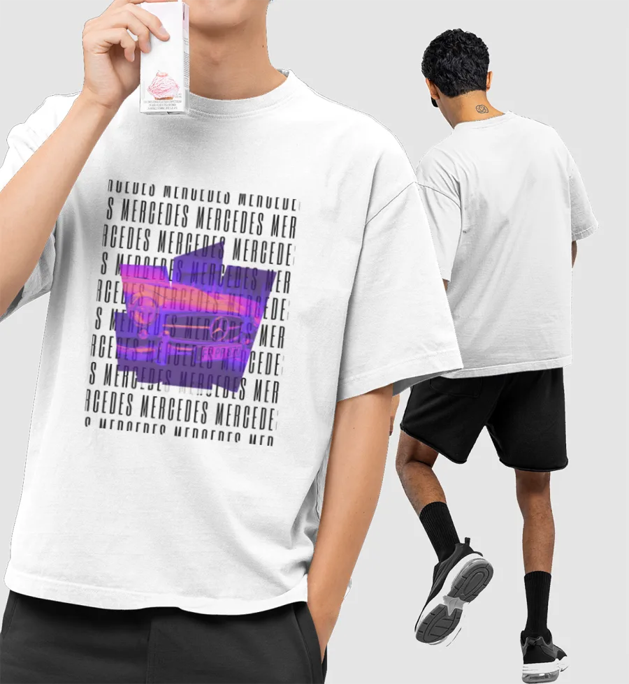 MINIMALIST CAR PRINT Front-Printed Oversized T-Shirt