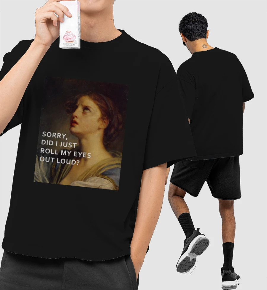 Classic Art Meme Front-Printed Oversized T-Shirt