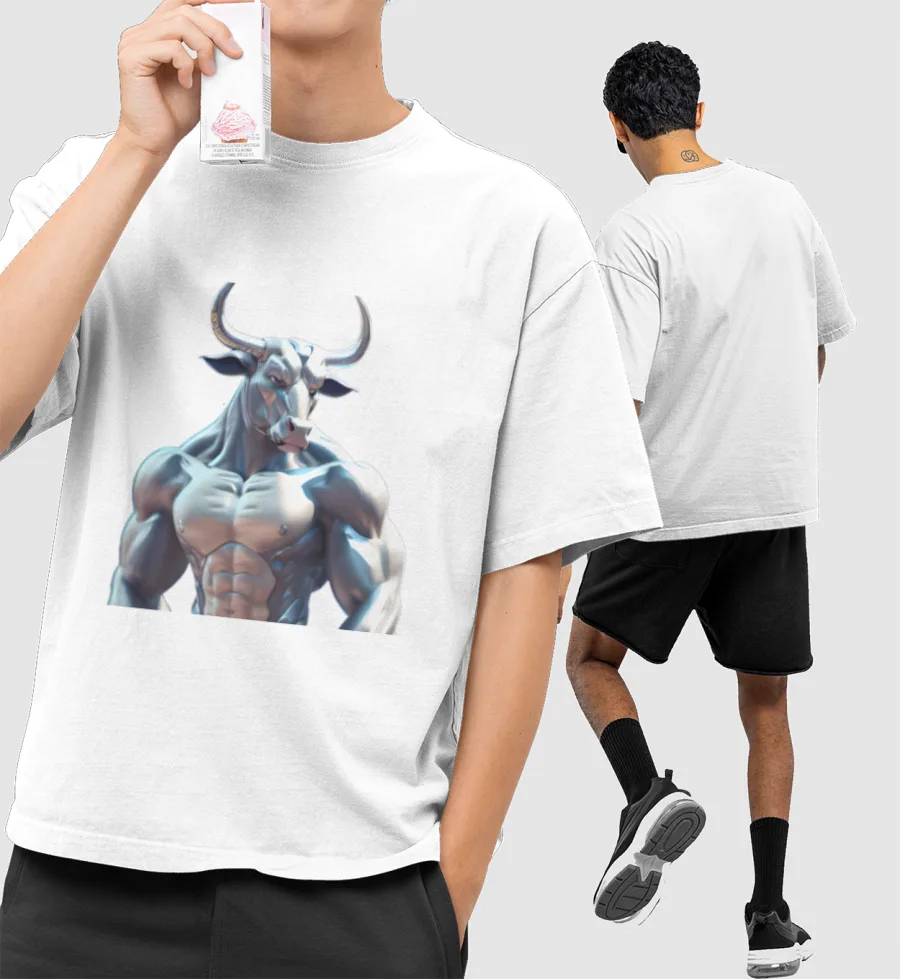 Mighty Bull Front-Printed Oversized T-Shirt