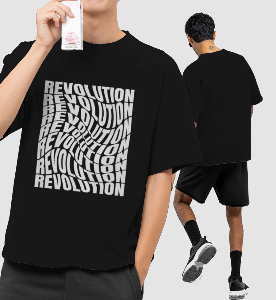 Revolution printed t shirt Front-Printed Oversized T-Shirt