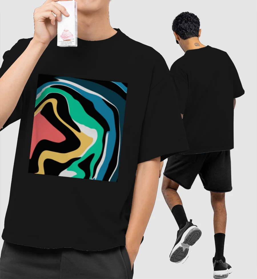 Vintage Abstract tshirt Front-Printed Oversized T-Shirt