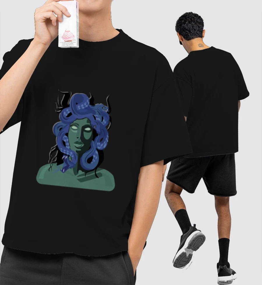 Medusa Front-Printed Oversized T-Shirt
