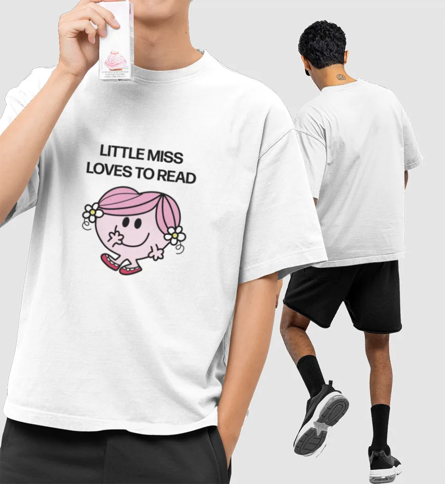 Little Miss Loves to Read Front-Printed Oversized T-Shirt