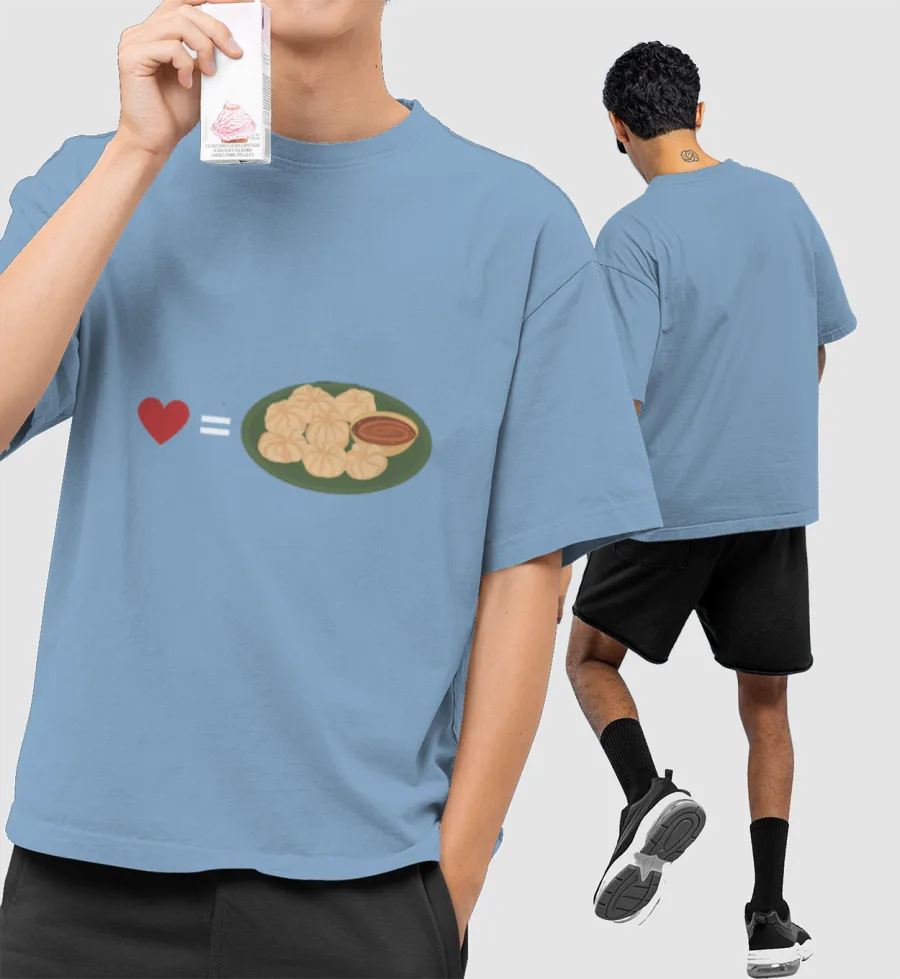 I Love Momos Front-Printed Oversized T-Shirt