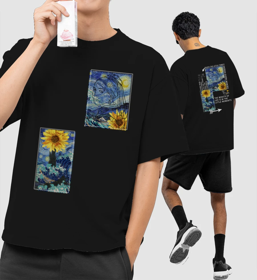 ART MASH UP! (Dark) Oversized T-Shirt (Front & Back Print)