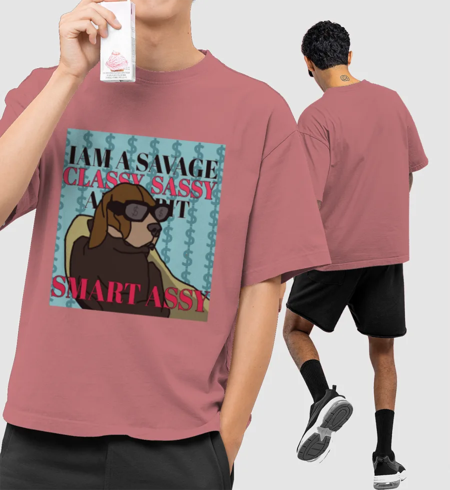 Savage dog Front-Printed Oversized T-Shirt