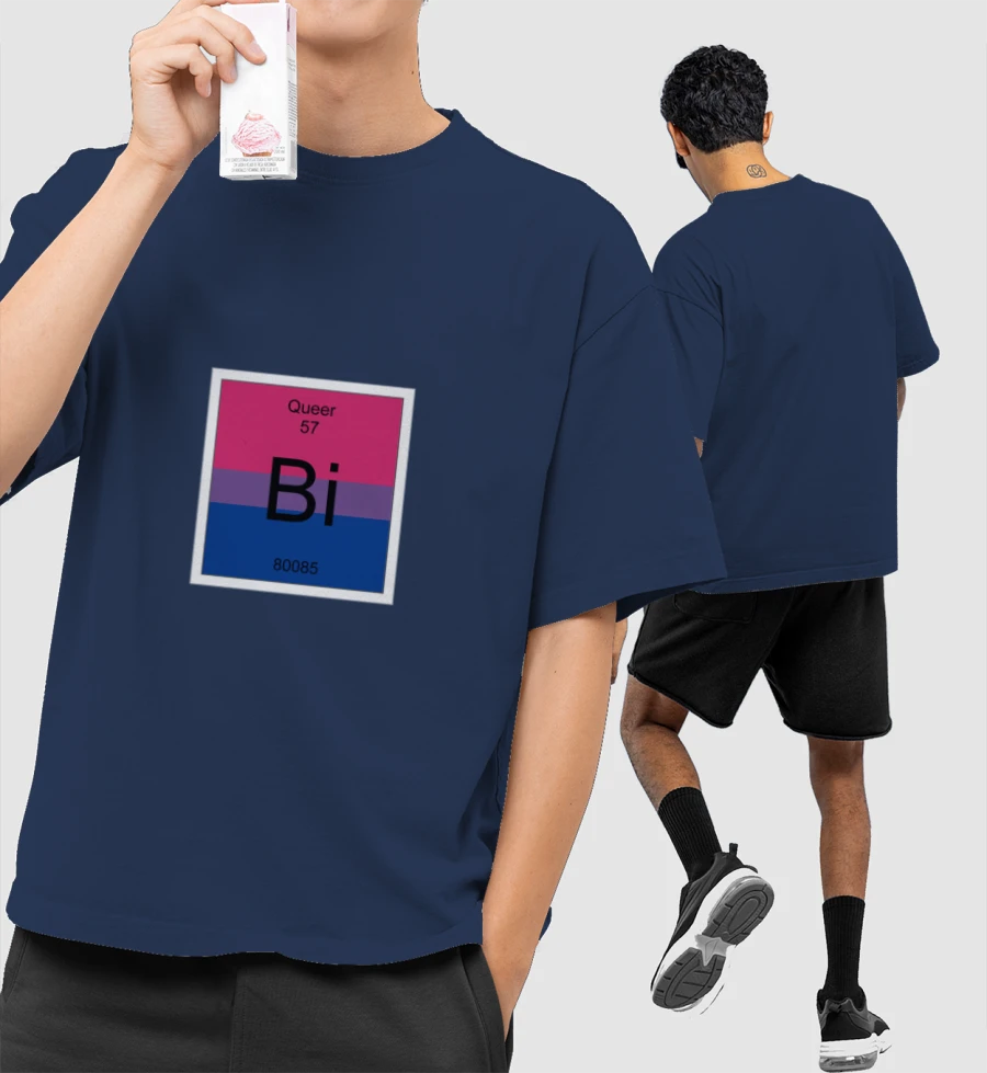 Periodic Table Bi Pride Front-Printed Oversized T-Shirt