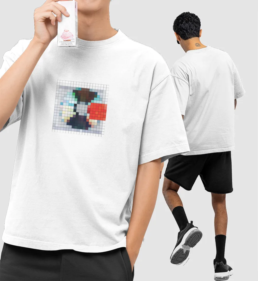 Yeezus Pixel Album Cover Front-Printed Oversized T-Shirt
