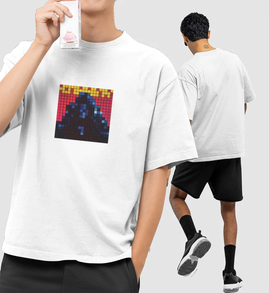 Starboy Pixel Album Cover Front-Printed Oversized T-Shirt