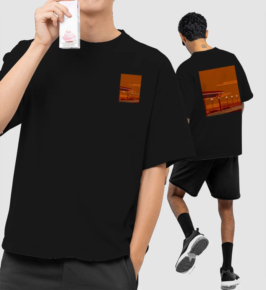 Sunset illustration Oversized T-Shirt (Front & Back Print)