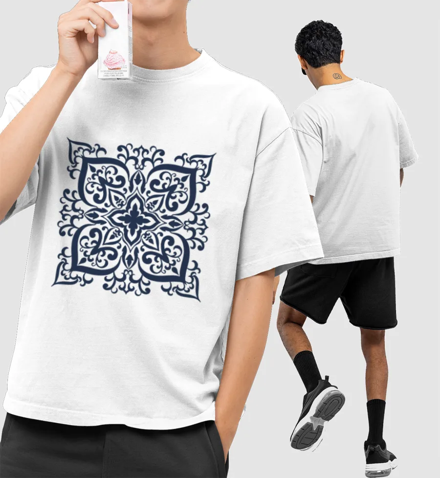 Mandala Designed Front-Printed Oversized T-Shirt