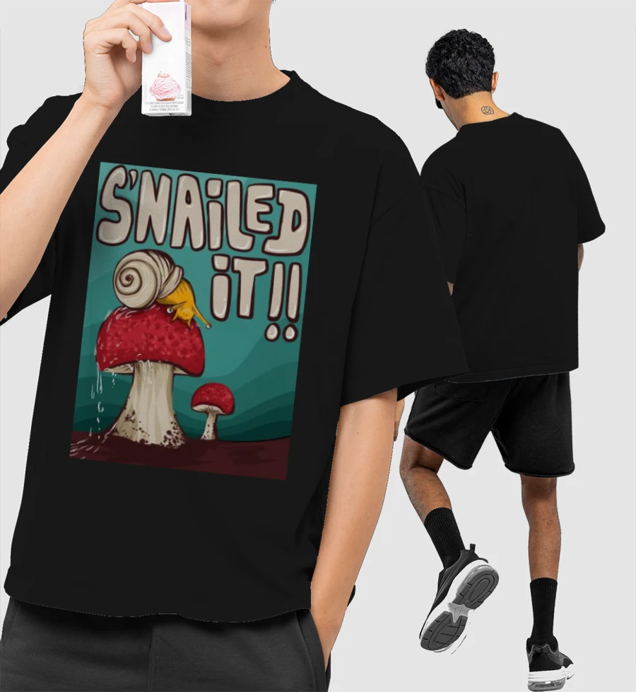 Snailed it Front-Printed Oversized T-Shirt