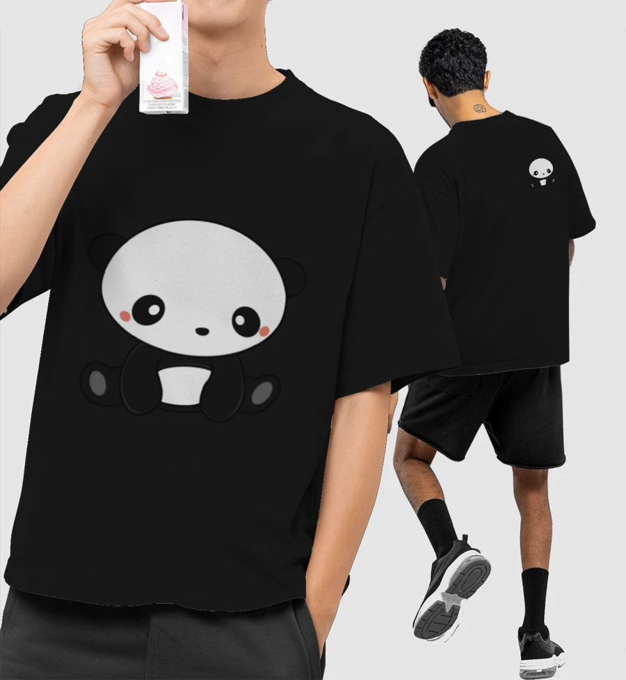 Panda craze Oversized T-Shirt (Front & Back Print)