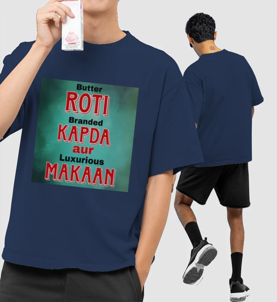 ROTI KAPDA MAKAAN Front-Printed Oversized T-Shirt