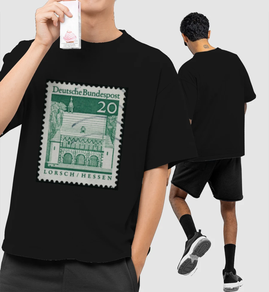 OLD STAMP PRINT  Front-Printed Oversized T-Shirt