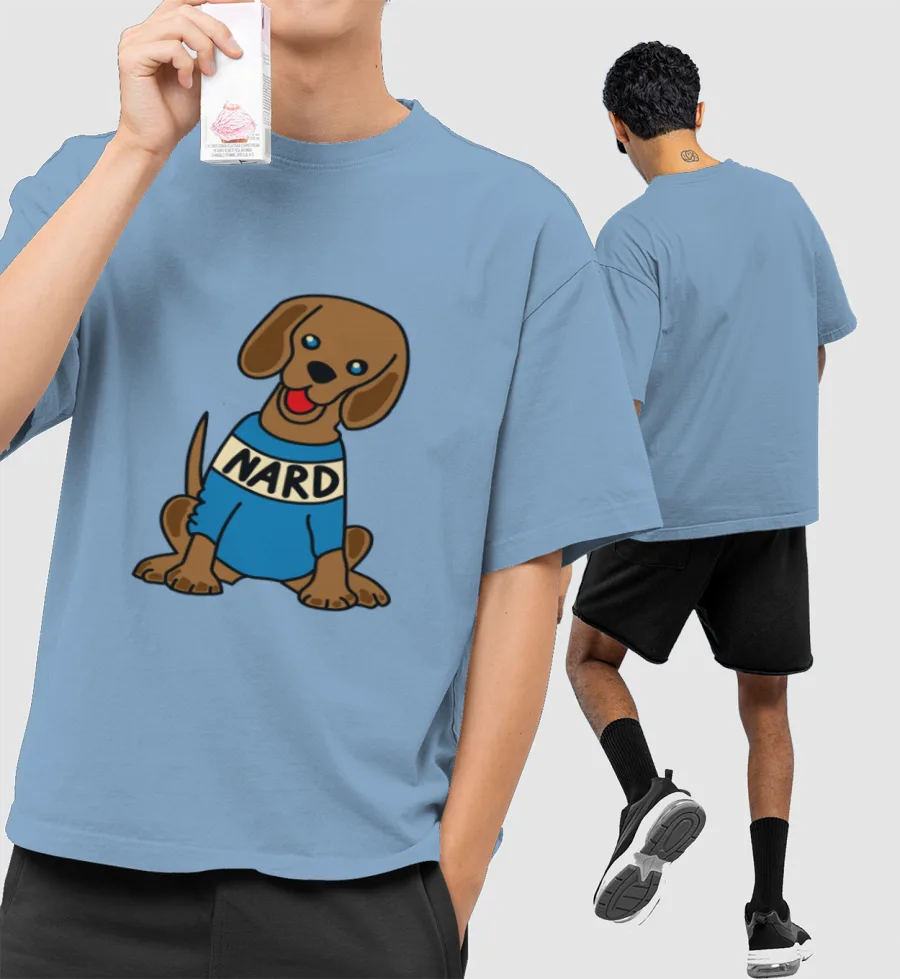 The office-Nard dog Front-Printed Oversized T-Shirt