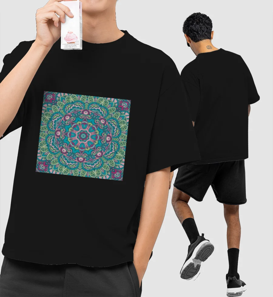 Mandala - One Front-Printed Oversized T-Shirt