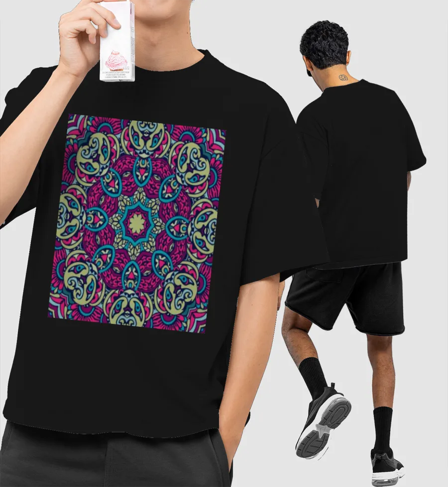 Mandala Four Front-Printed Oversized T-Shirt