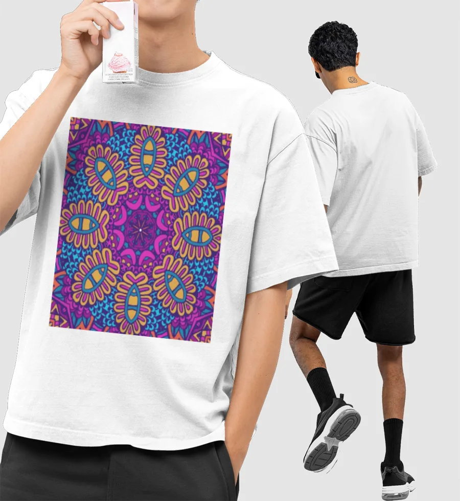 Mandala Seven Front-Printed Oversized T-Shirt