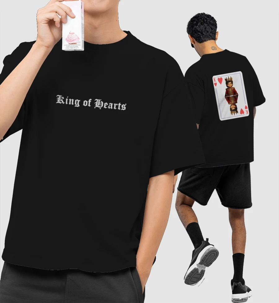 King of Hearts - Back Print Oversized T-Shirt (Front & Back Print)