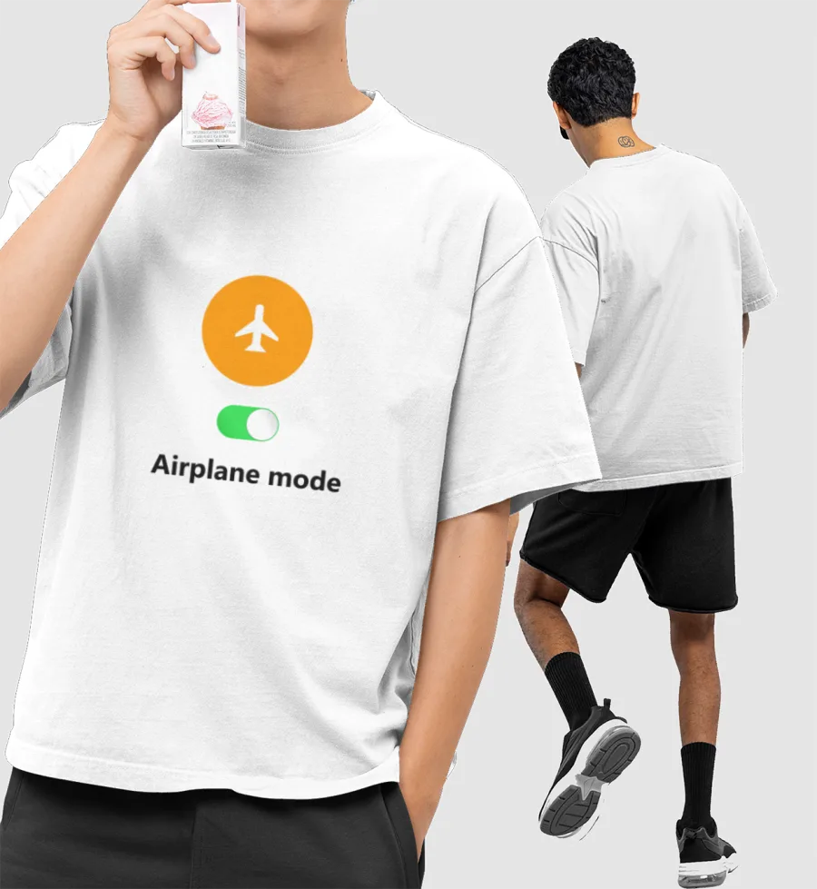 Airplane Mode: ON Front-Printed Oversized T-Shirt