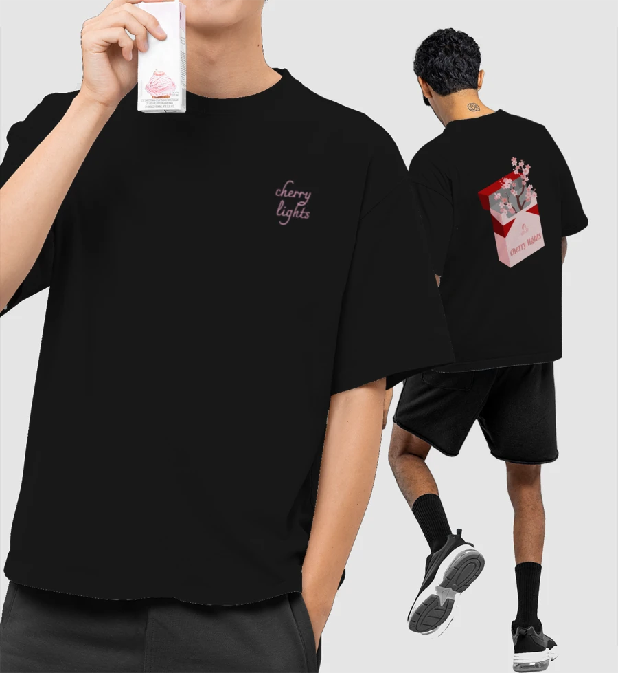 cherry lights Oversized T-Shirt (Front & Back Print)