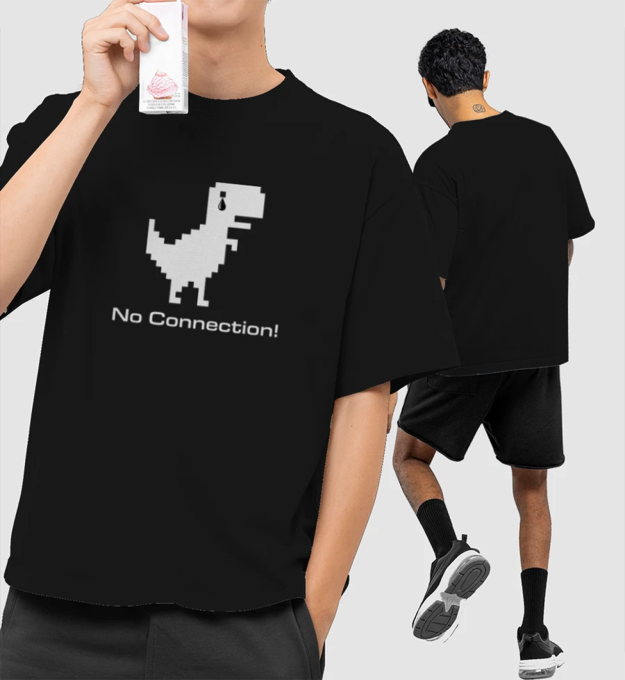 No Connection - Dinosaur Front-Printed Oversized T-Shirt