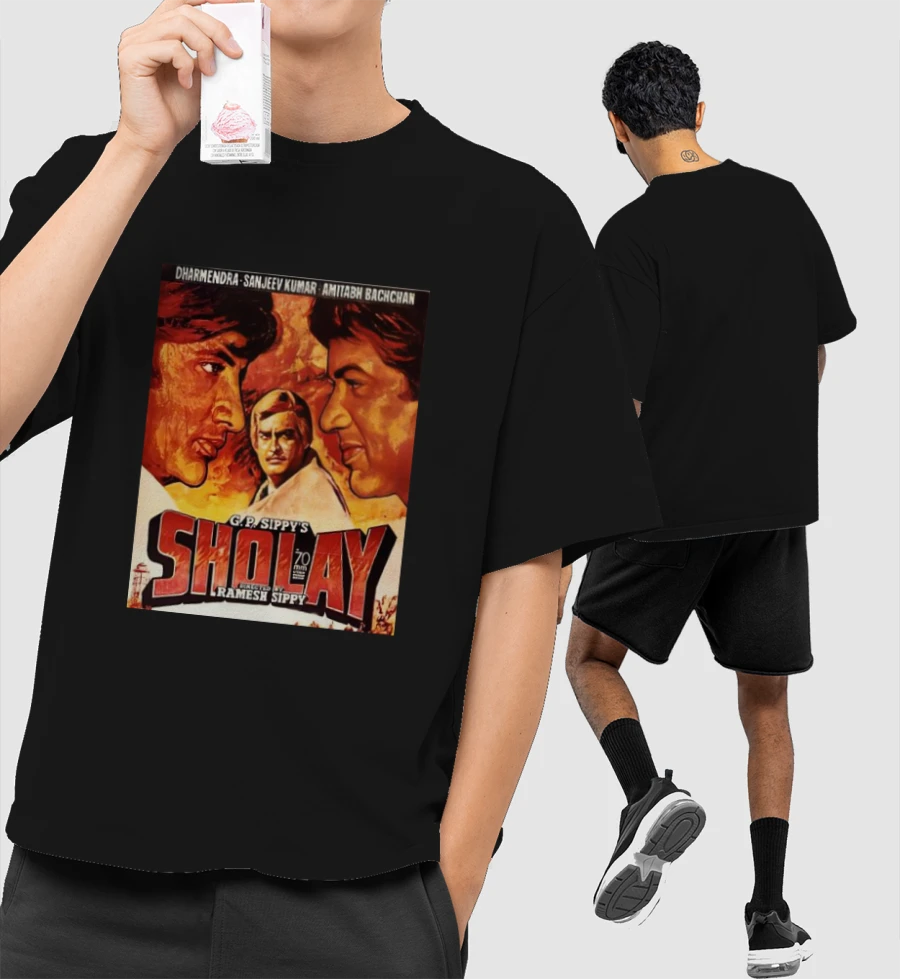 sholay Front-Printed Oversized T-Shirt